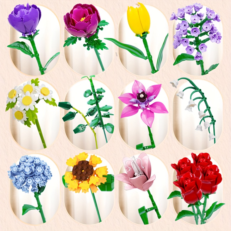 Building Blocks 16 Bouquets Set, Creative Assembled